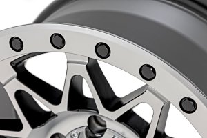 Jeep Grand Wagoneer Wheel - Rough Country - 78 Series | Simulated Beadlock | Full Machine | 17x8.5 - Bronze Finish with Black Lip - 4WD - '84-'90